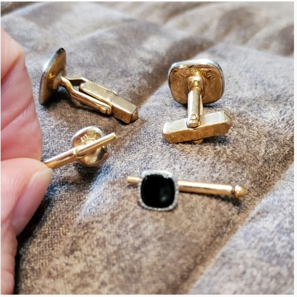 SWANK B&W Cuff Links and Shirt Studs Vintage w box - Picture 6 of 7